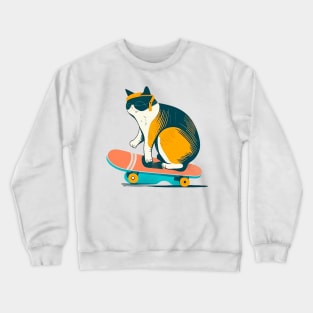 Cat and skateboard Crewneck Sweatshirt